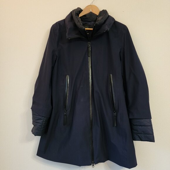 Creenstone Coats Navy Blue Raincoat 9000 Women Sz 44/14 US Double Zip Outdoor - Picture 1 of 16